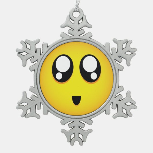 Big eyed Emoji Tin Sneeuwvlok Ornament (Voorkant)