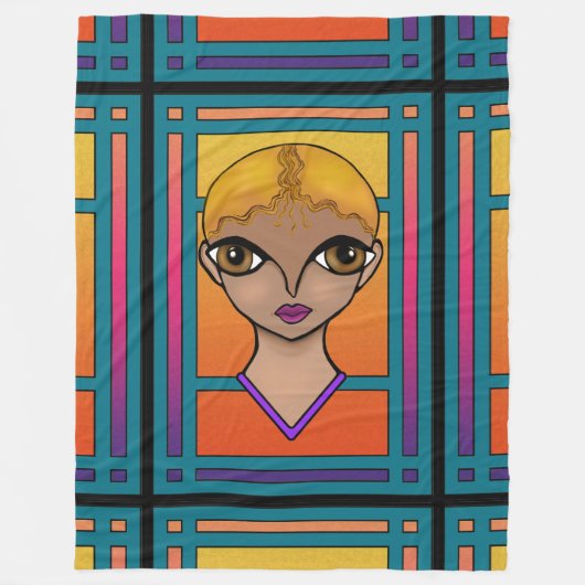 Big Eyed Girl Fleece Deken (Voorkant)