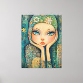 BIG EYED GIRL WHIMSICAL CANVAS KUNSTDRUK (Voorkant)