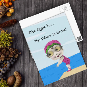 Big Eyed Girl Zwemmer Briefkaart