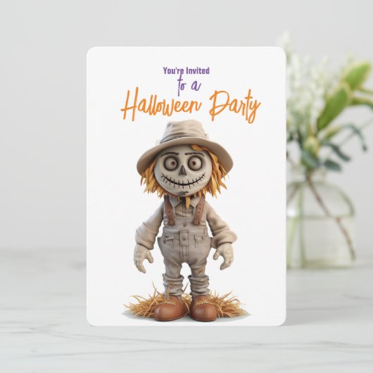 BIG EYED HALLOWEEN SCARECROW Party Kaart (Staand voorkant)