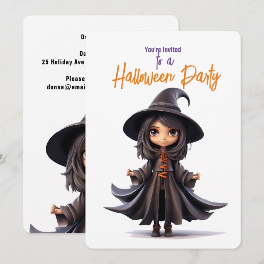 BIG EYED HEKS HALLOWEEN PARTY KAART (Voorkant / Achterkant)