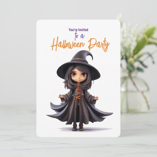 BIG EYED HEKS HALLOWEEN PARTY KAART (Staand voorkant)