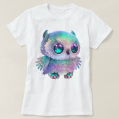 Big Eyed Multicolkleurige Owl Grafisch T-shirt (Design voorkant)