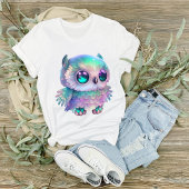 Big Eyed Multicolkleurige Owl Grafisch T-shirt