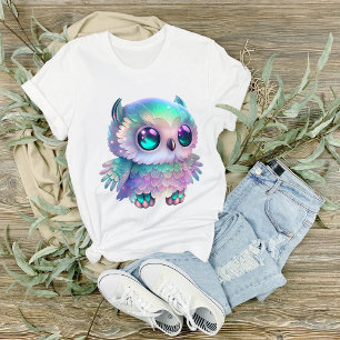 Big Eyed Multicolkleurige Owl Grafisch T-shirt