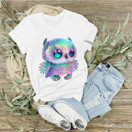 Big Eyed Multicolkleurige Owl Grafisch T-shirt