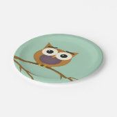 Big Eyed Owl on Branch met Full Moon Papieren Bordje (Gekanteld)