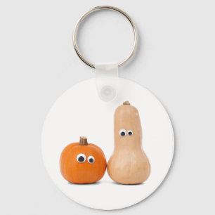 Big Eyed Pumpkin en Squash Button Sleutelhanger