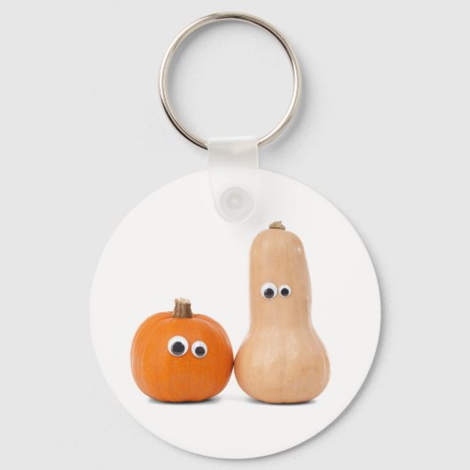 Big Eyed Pumpkin en Squash Button Sleutelhanger (Voorkant)