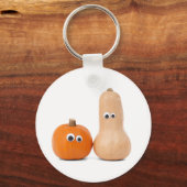 Big Eyed Pumpkin en Squash Button Sleutelhanger (Voorkant)