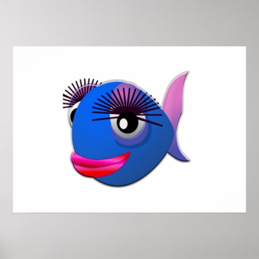 Big Eyelashes Cartoon Fish Poster (Voorkant)