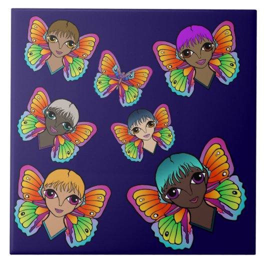 Big Eyes & Butterflies design Tegeltje (Voorkant)