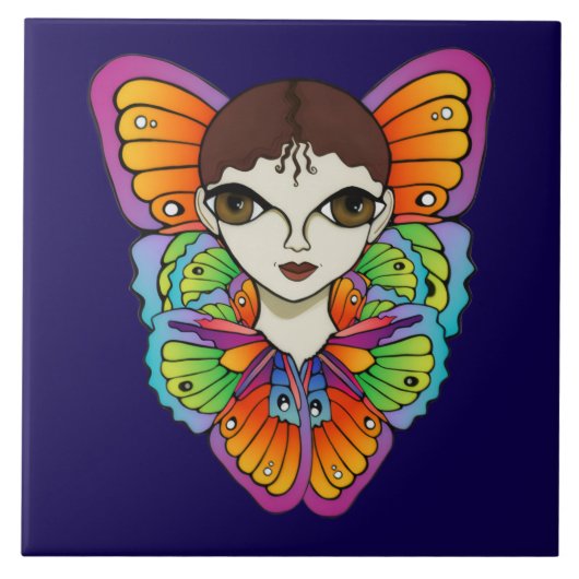Big Eyes & Butterflies ontwerp Tegeltje (Voorkant)