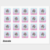 Big Eyes Cute Penguin met roze Baby shower Vierkante Sticker (Vel)