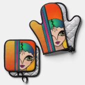 Big Eyes Design Ovenwant & Pannenlap Set (Voorkant / Achterkant)