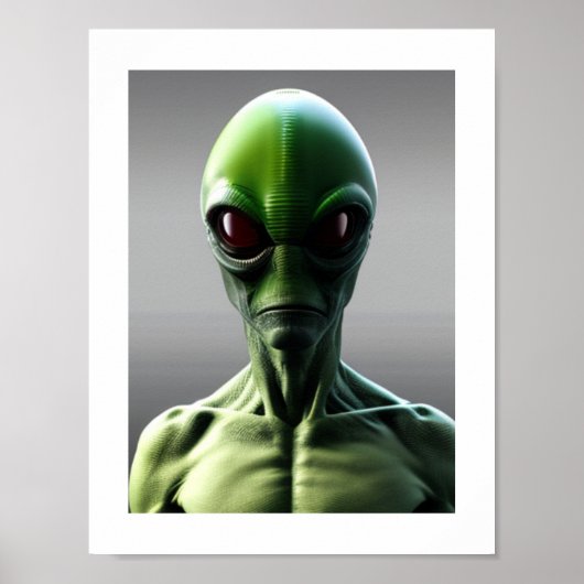 Big Eyes Green Alien Poster (Voorkant)