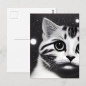 Big Eyes Kitten met zwarte & witte retro Briefkaart (Voorkant / Achterkant)