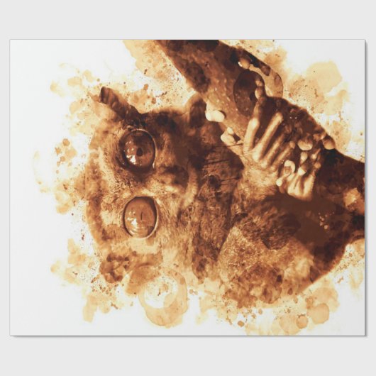 Big Eyes Monkey Coffee Art_633c3e6ae98b6de43e0a6dc Cadeaupapier (Vlak)