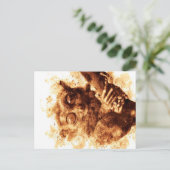 Big Eyes Monkey Coffee Art_633c3e6ae98b6de43e0a6dc Feestdagenkaart (Staand voorkant)