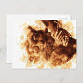 Big Eyes Monkey Coffee Art_633c3e6ae98b6de43e0a6dc Feestdagenkaart (Voorkant / Achterkant)