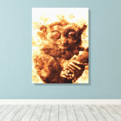Big Eyes Monkey Coffee Art| Funny Monkey  Design Canvas Afdruk (Insitu (Houten vloer))