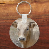 Big Eyes White Charolais Cattle - Western Sleutelhanger (Voorkant)