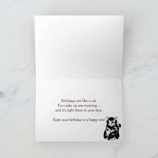 Big Face Cat Birthday Kaart (Binnen)