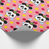 Big Face Panda Birthday Wrapping Paper Roze Cadeaupapier (Hoek)