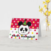 Big Face Panda Cartoon Birthday Kaart (Gele Bloem)
