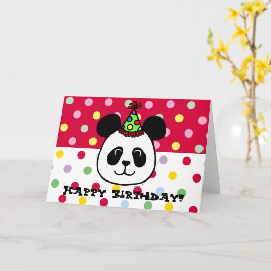 Big Face Panda Cartoon Birthday Kaart (Gele Bloem)