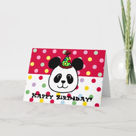 Big Face Panda Cartoon Birthday Kaart (Voorkant)