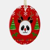 Big Face Panda Cartoon kerstAntlers Keramisch Ornament (Rechts)