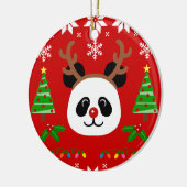 Big Face Panda Cartoon kerstAntlers Keramisch Ornament (Links)