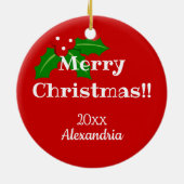 Big Face Panda Cartoon kerstAntlers Keramisch Ornament (Achterkant)