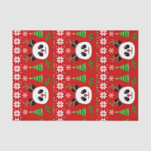 Big Face Panda Cartoon kerstAntlers Tissuepapier