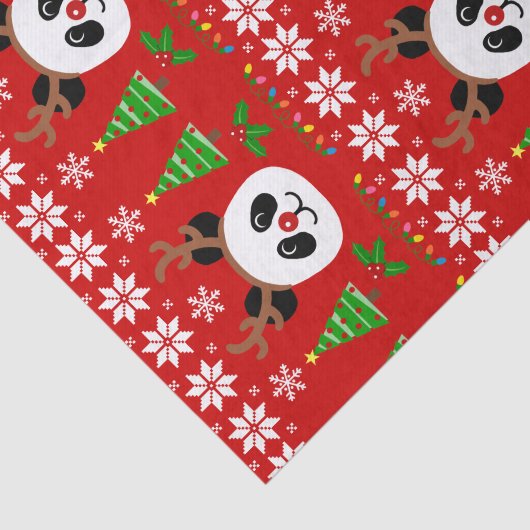 Big Face Panda Cartoon kerstAntlers Tissuepapier (Detail)