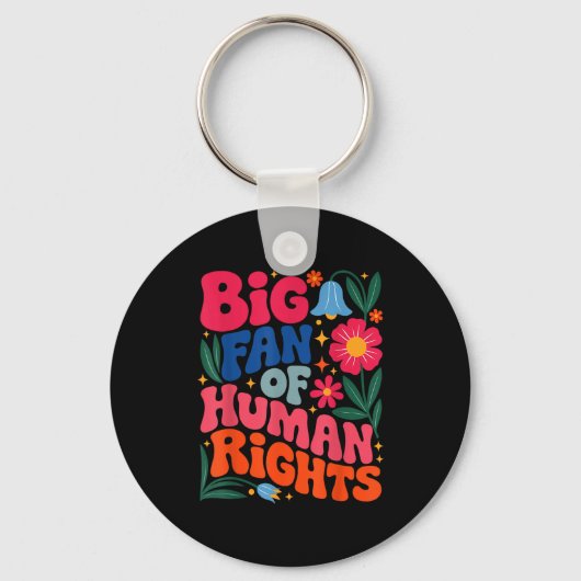 Big Fan Of Human Rights Boho Floral Sleutelhanger (Voorkant)