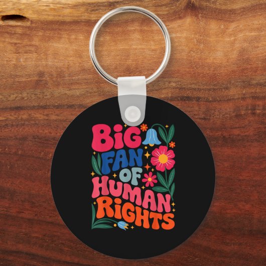 Big Fan Of Human Rights Boho Floral  Sleutelhanger (Voorkant)