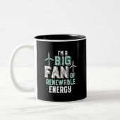 Big Fan of Renewable Energy Funny Wind Power Puns Tweekleurige Koffiemok (Links)
