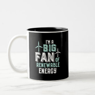 Big Fan of Renewable Energy Funny Wind Power Puns Tweekleurige Koffiemok