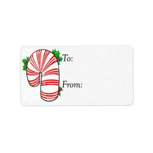 Big Fat Candy Cane Gift Label