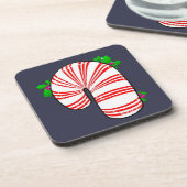 Big Fat Candy Cane op blauwe set kurkOnderzetters Bier Onderzetter (Linkerzijde)