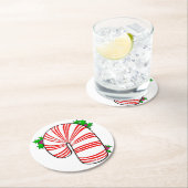 Big Fat Candy Cane Ronde Kartonnen Onderzetter (Insitu)