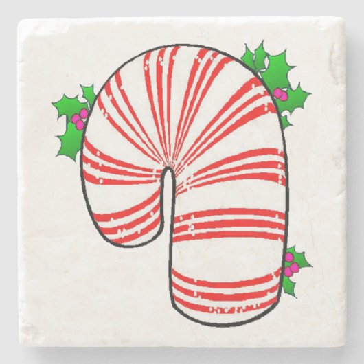 Big Fat Candy Cane Stenen Onderzetter (Voorkant)