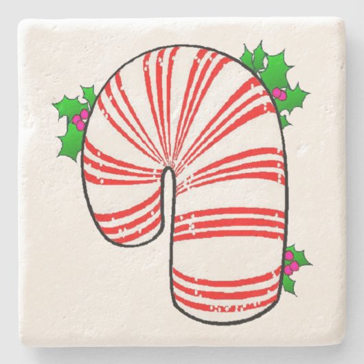 Big Fat Candy Cane Stenen Onderzetter (Voorkant)