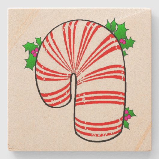 Big Fat Candy Cane Stenen Onderzetter (Voorkant)