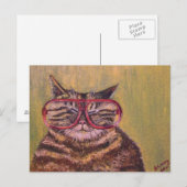 Big Fat Glasses Cat Briefkaart (Voorkant / Achterkant)