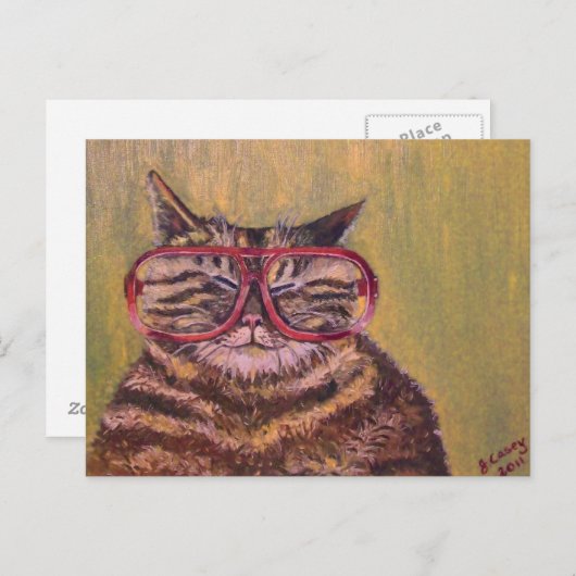 Big Fat Glasses Cat Briefkaart (Voorkant / Achterkant)