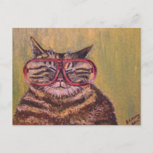 Big Fat Glasses Cat Briefkaart